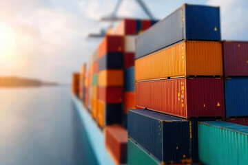 Fototapeta premium Digital export commodities, holographic shipping routes, advanced trade technology, clean design