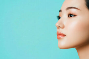 Naklejka premium Digital aesthetic treatment, augmented reality beauty tips, futuristic skincare, clean background