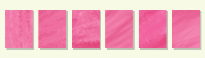 Set of abstract watercolor pink backgrounds with lines. Watercolor cover set.