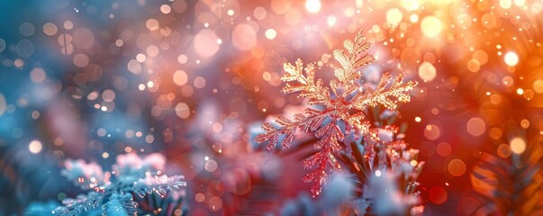 A stunning winter scene featuring frosty foliage and shimmering bokeh lights. Perfect for seasonal themes and nature photography.
