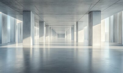 Fototapeta premium 3d render of abstract futuristic architecture with empty concrete floor. Scene for car presentation, Generative AI