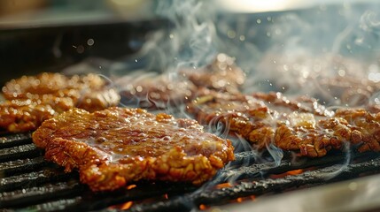 Meat Frying on the Grill