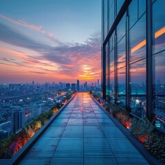 Fototapeta premium Panoramic City Skyline from a Prime Rooftop Vantage Point: The Essence of Urban Landscapes in a Single Aerial View