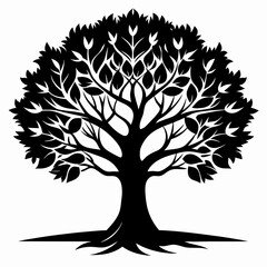 Obraz premium Tree silhouette vector , Black and white Tree Illustration
