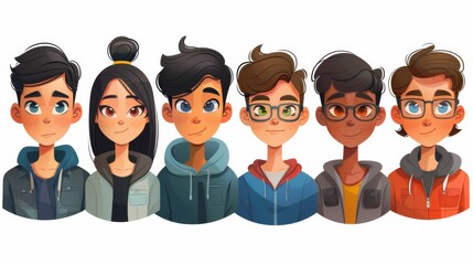 Naklejka premium Flat Cartoon User Icons