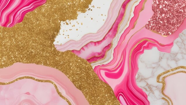 Abstract background illustration background texture gold.Pink background texture pattern marble gold watercolor abstract wallpaper light. Background stone pink texture pattern marble white paint glitt