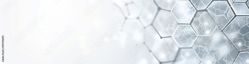 Poster abstract hexagonal pattern on a light background, representing innovation and technology in a modern