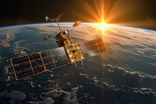 Satellite capturing images of military installations.