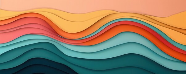 Digital sculpture, abstract organic waves, flat design illustration