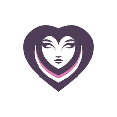 Woman's Heart Logo Vector. Simple and modern. Suitable for businesses related to beauty, health, fashion, salons, cosmetics, spas and so on.
