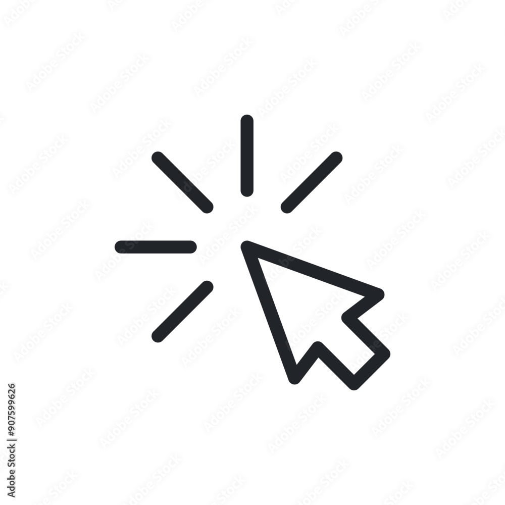 Wall mural simple mouse cursor illustration isolated on white background. clicking outlined image. vector icon 