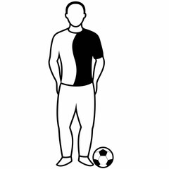 Fototapeta premium Man standing with soccer ball Art vector illustration