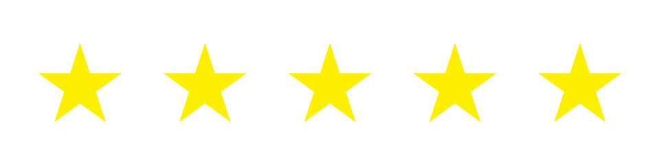 Obraz premium 5 gold stars illustration isolated on white background. Ranking concept. Vector icons in flat style.