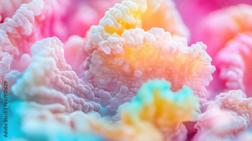 Poster colorful abstract coral structures display intricate patterns and hues beneath the shimmering ocean 