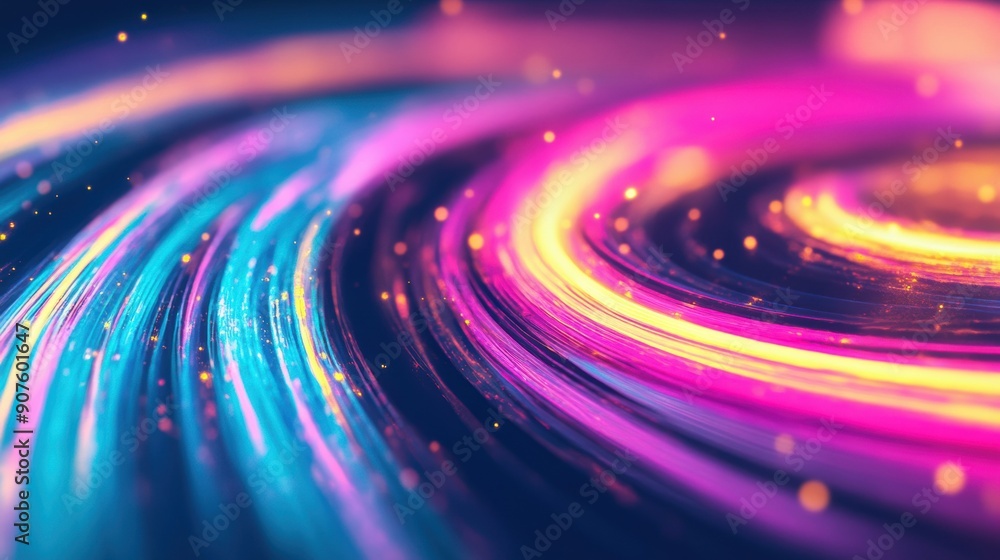 Poster colorful light swirls intertwine, forming dynamic abstract patterns illuminating the surroundings