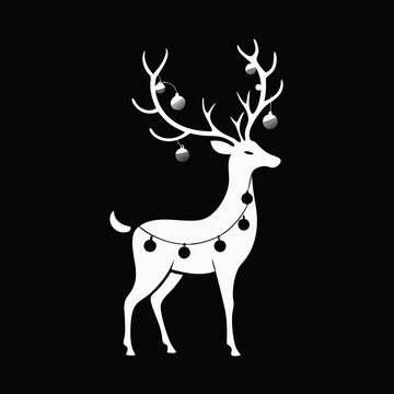 recommend clip art: christmas lights in christmas deer logo outline vector illustration