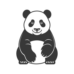 Naklejka premium A Black and White Illustration of a Sitting Panda Bear