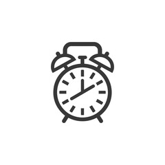 A Black and White Line Drawing of an Alarm Clock