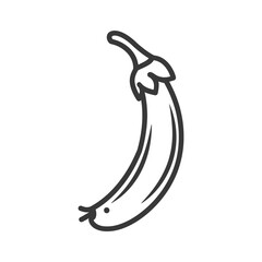 A Black and White Line Drawing of an Eggplant