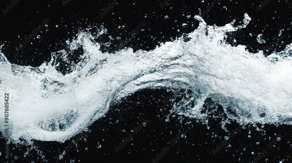 Poster a powerful water wave splashes dynamically, creating a stunning display of droplets