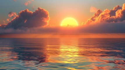 Fototapeta premium The sun setting behind a distant