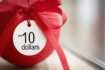 10 dollars OFF text illustration