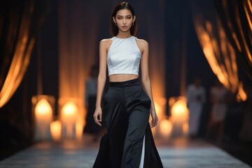 Thai female model fashion runway clothing.