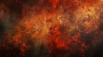 Fototapeta premium Fiery red brown burnt orange copper black abstract background Geometric shape Color gradient 3d effect Noise rough grungy grain Neon light metallic Design Template Web banner Wide Pano : Generative AI