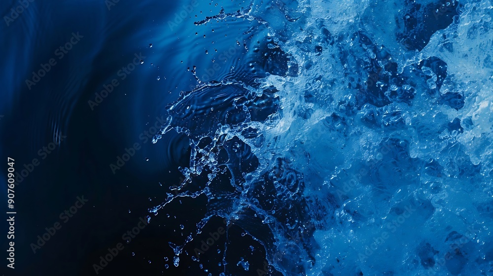 Aufkleber abstract water splash on blue background : generative ai
