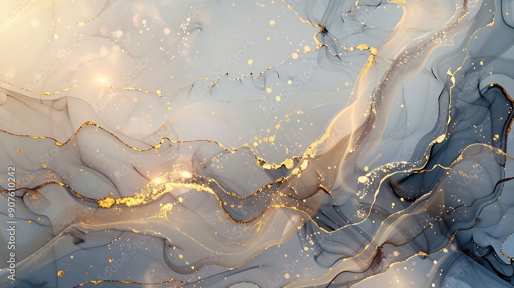 Aufkleber natural luxury abstract fluid art painting in alcohol ink technique tender and dreamy wallpaper mixt