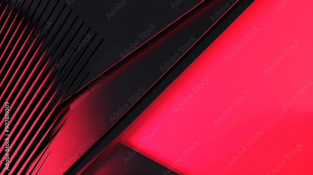 Aufkleber Black pink red modern abstract background Geometric shape Viva magenta Color 2023 Triangles lines stripes Futuristic Gradient Clock business time concept Bright Minimal Web banner : Generative AI