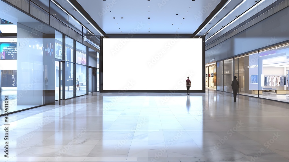 Aufkleber mockup of large led screen a front of shop in shopping mall : generative ai