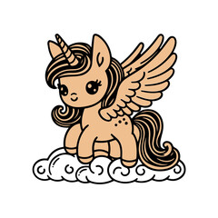 Cute cartoon character magic unicorn vector flat design