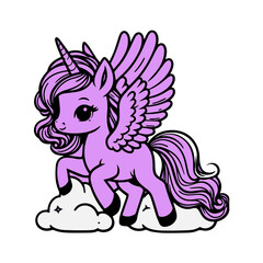 Cute cartoon character magic unicorn vector flat design