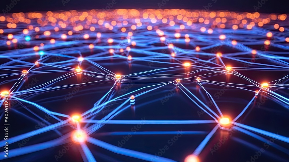 Aufkleber abstract representation of a network of glowing lines and nodes, symbolizing connection, technology,