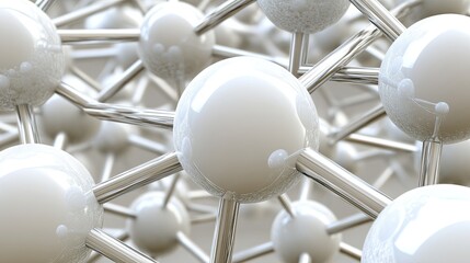 Close-up view of interconnected molecules, showcasing a complex structure of atoms and bonds in a scientific context.
