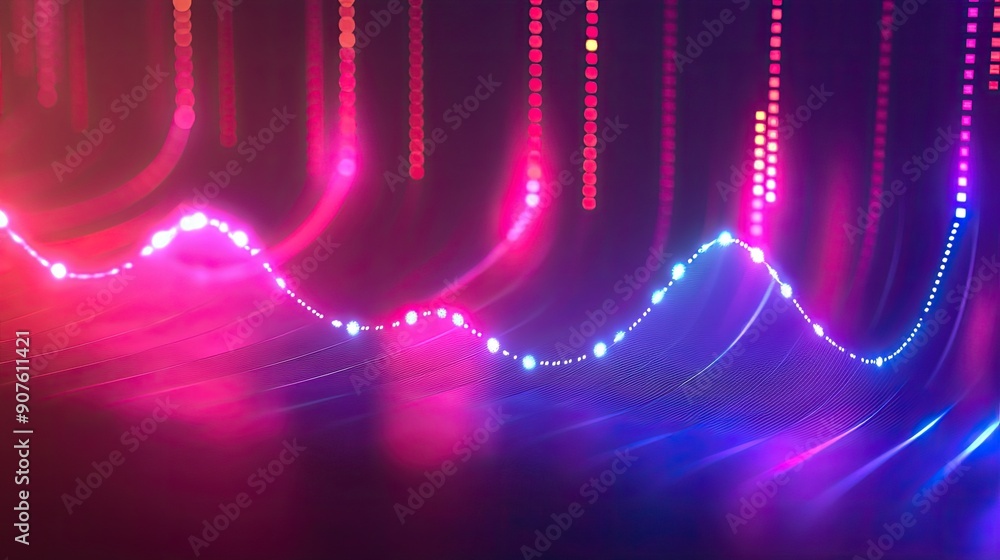 Poster vibrant abstract light waves with colorful patterns creating a dynamic visual experience in a stunni