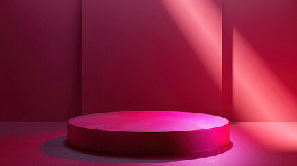 podium with a maroon background