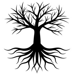 Tree root silhouette Art vector illustration