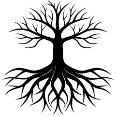 Tree root silhouette Art vector illustration