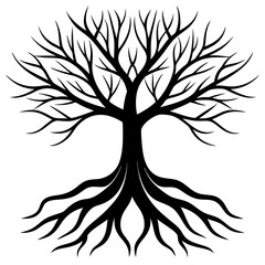 Obraz premium Tree root silhouette Art vector illustration