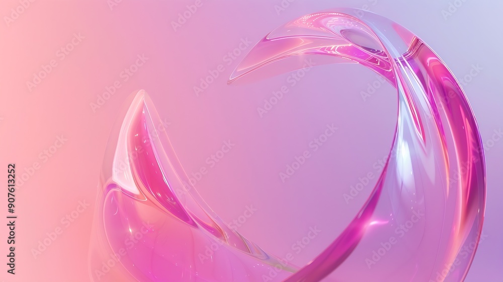 Poster neon abstract curvy shape against the colorful pink background iridescent futuristic template : gene