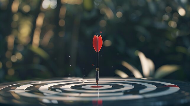 The arrow hit the highlighted target Advertising marketing and targeting Right on the bullseye Success Choose a goal define a task Purposefulness and insight Succeed in work : Generative AI