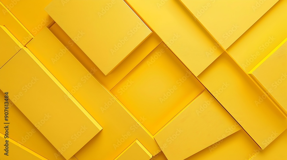 Aufkleber geometric 3d yellow abstract background wallpaper with copy space : generative ai