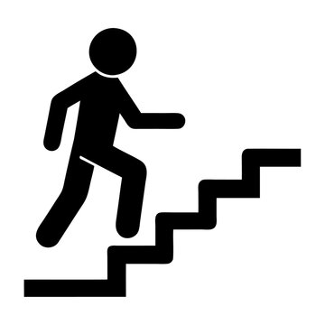 recommend clip art: Walking up staircase or stairs icon and vector illustration
