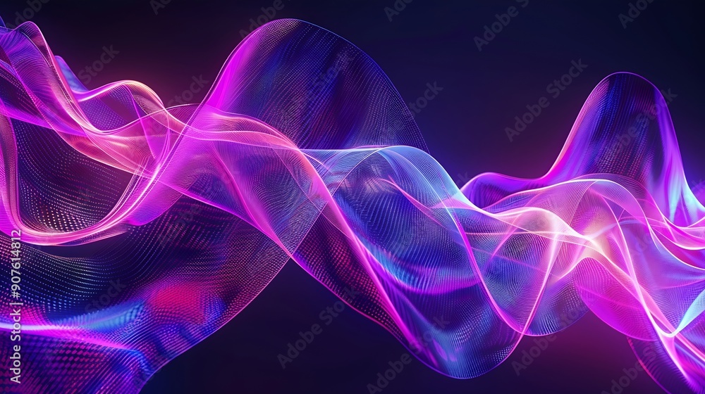 Aufkleber abstract waves shape glowing in ultraviolet spectrum background for banner backdrop or texture for 3