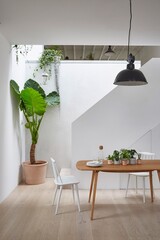design modern kitchen interior with funiture and flower generative ai