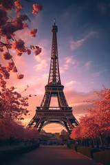 Fototapeta premium Eiffel tower background transportation architecture automobile.