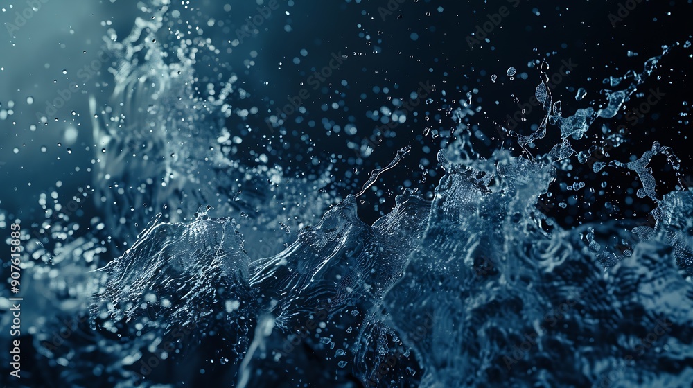 Aufkleber abstract water splash on blue background : generative ai