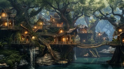 Fantasy Mangrove treehouse village